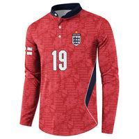 Custom World Football 2026 England Button Sweatshirt Three Lions Monogram Red Glory