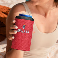 Custom World Football 2026 England 4 in 1 Can Cooler Tumbler Three Lions Monogram Red Glory