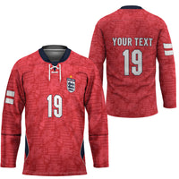 Custom World Football 2026 England Hockey Jersey Three Lions Monogram Red Glory