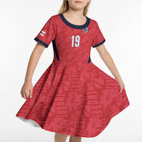 Custom World Football 2026 England Kid Short Sleeve Dress Three Lions Monogram Red Glory