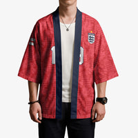 Custom World Football 2026 England Kimono Three Lions Monogram Red Glory