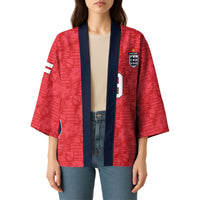 Custom World Football 2026 England Kimono Three Lions Monogram Red Glory