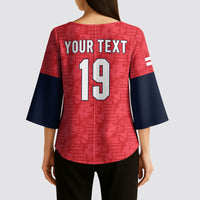 Custom World Football 2026 England Kimono Sleeve Blouse Three Lions Monogram Red Glory