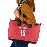 Custom World Football 2026 England Leather Tote Bag Three Lions Monogram Red Glory