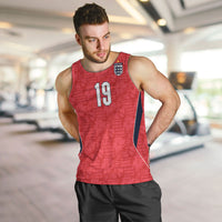 Custom World Football 2026 England Men Tank Top Three Lions Monogram Red Glory