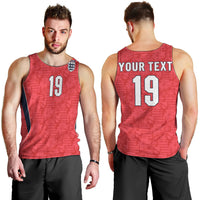 Custom World Football 2026 England Men Tank Top Three Lions Monogram Red Glory