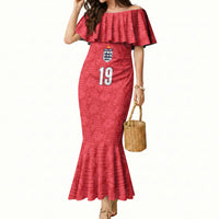 Custom World Football 2026 England Mermaid Dress Three Lions Monogram Red Glory