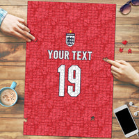 Custom World Football 2026 England Puzzle Three Lions Monogram Red Glory