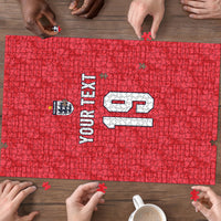 Custom World Football 2026 England Puzzle Three Lions Monogram Red Glory