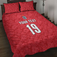 Custom World Football 2026 England Quilt Bed Set Three Lions Monogram Red Glory