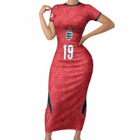 Custom World Football 2026 England Short Sleeve Bodycon Dress Three Lions Monogram Red Glory