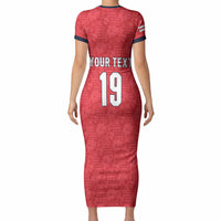 Custom World Football 2026 England Short Sleeve Bodycon Dress Three Lions Monogram Red Glory
