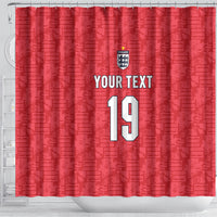 Custom World Football 2026 England Shower Curtain Three Lions Monogram Red Glory