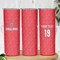Custom World Football 2026 England Skinny Tumbler Three Lions Monogram Red Glory