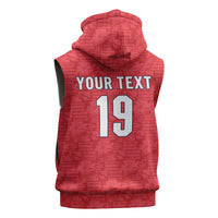 Custom World Football 2026 England Sleeveless Zip Hoodie Three Lions Monogram Red Glory
