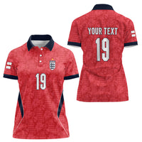 Custom World Football 2026 England Women Polo Shirt Three Lions Monogram Red Glory