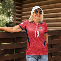 Custom World Football 2026 England Women Polo Shirt Three Lions Monogram Red Glory