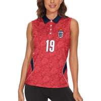 Custom World Football 2026 England Women Sleeveless Polo Shirt Three Lions Monogram Red Glory
