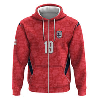 Custom World Football 2026 England Zip Hoodie Three Lions Monogram Red Glory