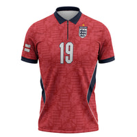Custom World Football 2026 England Zipper Polo Shirt Three Lions Monogram Red Glory