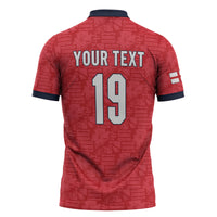 Custom World Football 2026 England Zipper Polo Shirt Three Lions Monogram Red Glory
