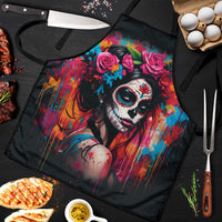 Mexico Day Of The Dead Apron Rose Catrina Goddess Sugar Skull - Wonder Print Shop