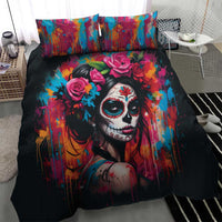 Mexico Day Of The Dead Bedding Set Rose Catrina Goddess Sugar Skull - Wonder Print Shop