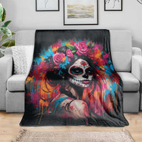 Mexico Day Of The Dead Blanket Rose Catrina Goddess Sugar Skull - Wonder Print Shop