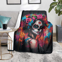 Mexico Day Of The Dead Blanket Rose Catrina Goddess Sugar Skull - Wonder Print Shop