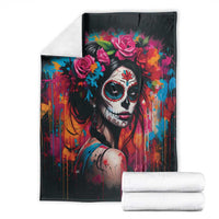 Mexico Day Of The Dead Blanket Rose Catrina Goddess Sugar Skull - Wonder Print Shop