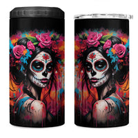 Mexico Day Of The Dead 4 in 1 Can Cooler Tumbler Rose Catrina Goddess Sugar Skull - Wonder Print Shop