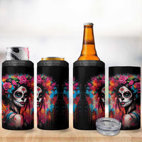Mexico Day Of The Dead 4 in 1 Can Cooler Tumbler Rose Catrina Goddess Sugar Skull - Wonder Print Shop
