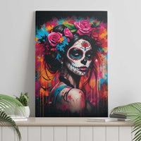 Mexico Day Of The Dead Canvas Wall Art Rose Catrina Goddess Sugar Skull - Wonder Print Shop