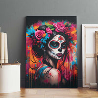 Mexico Day Of The Dead Canvas Wall Art Rose Catrina Goddess Sugar Skull - Wonder Print Shop