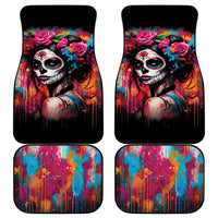 Mexico Day Of The Dead Car Mats Rose Catrina Goddess Sugar Skull - Wonder Print Shop