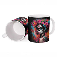 Mexico Day Of The Dead Ceramic Mug Rose Catrina Goddess Sugar Skull - Wonder Print Shop