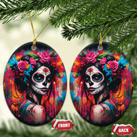 Mexico Day Of The Dead Ceramic Ornament Rose Catrina Goddess Sugar Skull - Wonder Print Shop