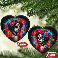 Mexico Day Of The Dead Ceramic Ornament Rose Catrina Goddess Sugar Skull - Wonder Print Shop