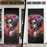 Mexico Day Of The Dead Door Cover Rose Catrina Goddess Sugar Skull - Wonder Print Shop