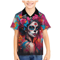 Mexico Day Of The Dead Family Matching Mermaid Dress and Hawaiian Shirt Rose Catrina Goddess Sugar Skull - Wonder Print Shop