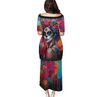 Mexico Day Of The Dead Family Matching Puletasi and Hawaiian Shirt Rose Catrina Goddess Sugar Skull - Wonder Print Shop
