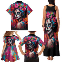Mexico Day Of The Dead Family Matching Tank Maxi Dress and Hawaiian Shirt Rose Catrina Goddess Sugar Skull - Wonder Print Shop