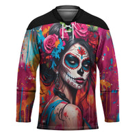 Mexico Day Of The Dead Hockey Jersey Rose Catrina Goddess Sugar Skull - Wonder Print Shop
