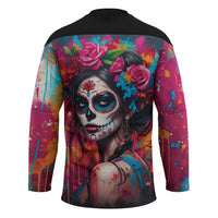 Mexico Day Of The Dead Hockey Jersey Rose Catrina Goddess Sugar Skull - Wonder Print Shop