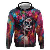 Mexico Day Of The Dead Hoodie Rose Catrina Goddess Sugar Skull - Wonder Print Shop