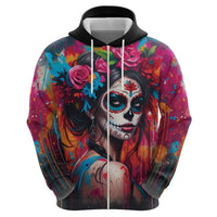 Mexico Day Of The Dead Hoodie Rose Catrina Goddess Sugar Skull - Wonder Print Shop