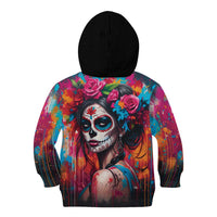 Mexico Day Of The Dead Kid Hoodie Rose Catrina Goddess Sugar Skull - Wonder Print Shop