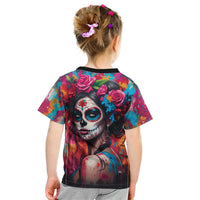 Mexico Day Of The Dead Kid T Shirt Rose Catrina Goddess Sugar Skull - Wonder Print Shop