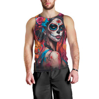 Mexico Day Of The Dead Men Tank Top Rose Catrina Goddess Sugar Skull - Wonder Print Shop