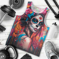 Mexico Day Of The Dead Men Tank Top Rose Catrina Goddess Sugar Skull - Wonder Print Shop